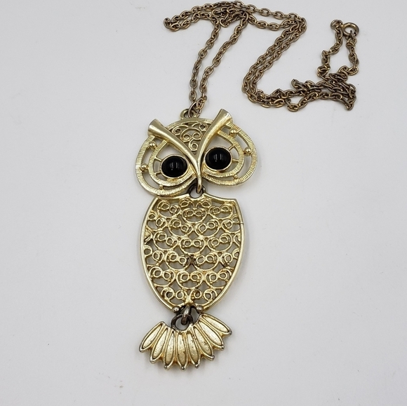 Vintage Sarah Conventry Gold Tone Necklace Owl Pendant  70's - Picture 10 of 14